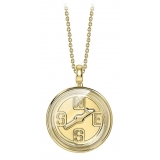 NESS1 - Compass Collana Oro Giallo 9kt e Diamante - Time Collection - Collana Artigianale - Alta Qualità Luxury