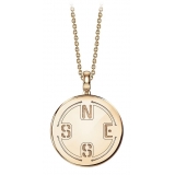 NESS1 - Compass Collana Oro Rosa 9kt e Diamante - Time Collection - Collana Artigianale - Alta Qualità Luxury