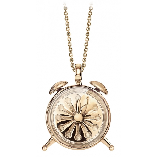 NESS1 - Alarm Collana Oro Rosa 18kt e Diamante - Time Collection - Collana Artigianale - Alta Qualità Luxury