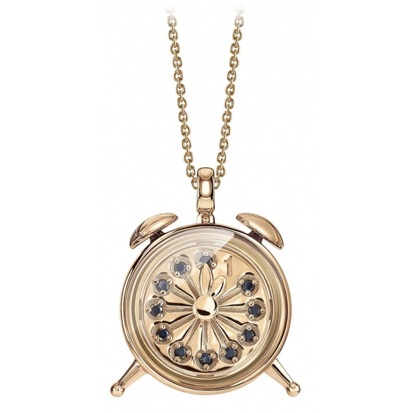 NESS1 - Alarm Collana Oro Rosa 9kt e Diamanti - Time Collection - Collana Artigianale - Alta Qualità Luxury