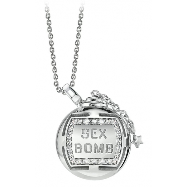 NESS1 - Sex Bomb Necklace 18kt White Gold and Diamonds - Sex Bomb Collection - Handcrafted Necklace - High Quality Luxury