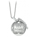 NESS1 - Sex Bomb Collana Oro Bianco 18kt e Diamanti - Sex Bomb Collection - Collana Artigianale - Alta Qualità Luxury
