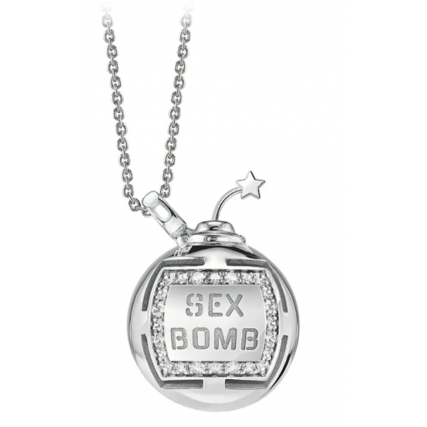 NESS1 - Sex Bomb Necklace 9kt White Gold and Diamonds - Sex Bomb Collection - Handcrafted Necklace - High Quality Luxury