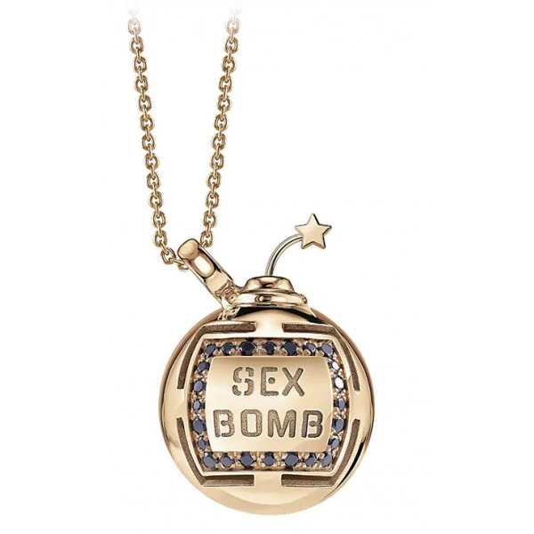 NESS1 - Sex Bomb Collana Oro Rosa 9kt e Diamanti - Sex Bomb Collection - Collana Artigianale - Alta Qualità Luxury