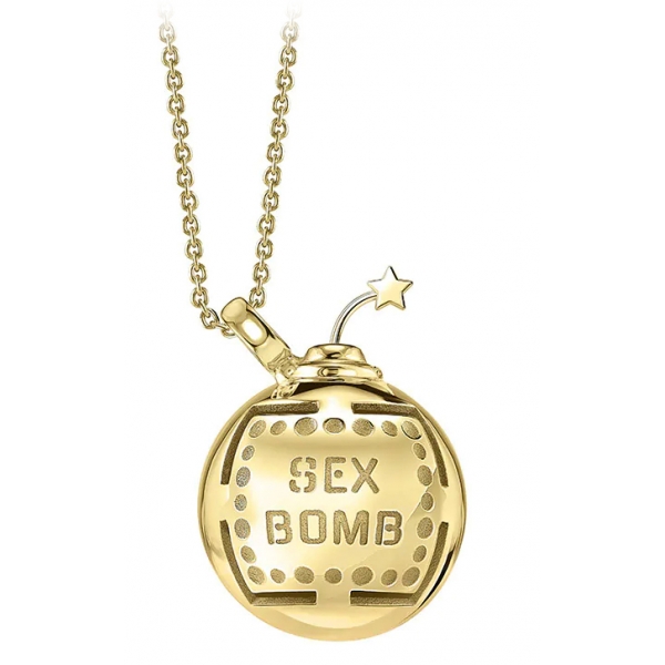 NESS1 - Sex Bomb Necklace 9kt Yellow Gold and Diamond - Sex Bomb Collection - Handcrafted Necklace - High Quality Luxury