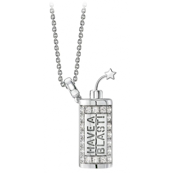 NESS1 - Have A Blast Necklace 9Kt White Gold and Diamonds - Sex Bomb Collection - Handcrafted Necklace - High Quality Luxury