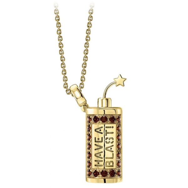 NESS1 - Have A Blast Necklace 9Kt Yellow Gold and Diamonds - Sex Bomb Collection - Handcrafted Necklace - High Quality Luxury