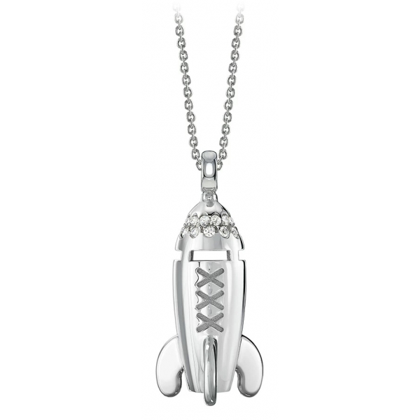 NESS1 - Mixxxile Collana Oro Bianco 18Kt e Diamanti - Sex Bomb Collection - Collana Artigianale - Alta Qualità Luxury