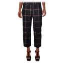 Dondup - Trousers in Checked Fabric - Blue - Trousers - Luxury Exclusive Collection