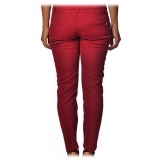 Dondup - Slim Fit Trousers with Zip Details - Red - Trousers - Luxury Exclusive Collection