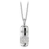 NESS1 - Pill.Ola Collana Oro Bianco 18Kt e Diamanti - Drug Collection - Collana Artigianale - Alta Qualità Luxury