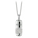 NESS1 - Pill.Ola Necklace 18Kt White Gold and Diamonds - Drug Collection - Handcrafted Necklace - High Quality Luxury