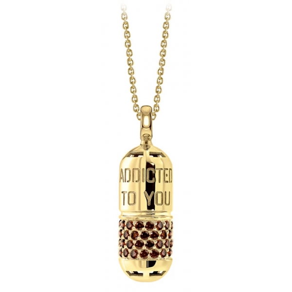 NESS1 - Pill.Ola Necklace 18Kt Yellow Gold and Diamonds - Drug Collection - Handcrafted Necklace - High Quality Luxury