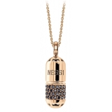 NESS1 - Pill.Ola Necklace 18Kt Rose Gold and Diamonds - Drug Collection - Handcrafted Necklace - High Quality Luxury