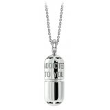 NESS1 - Pill.Ola Necklace 18Kt White Gold and Diamond - Drug Collection - Handcrafted Necklace - High Quality Luxury