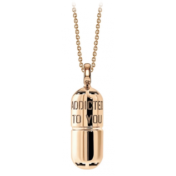 NESS1 - Pill.Ola Necklace 18Kt Rose Gold and Diamond - Drug Collection - Handcrafted Necklace - High Quality Luxury