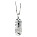 NESS1 - Pill.Ola Collana Oro Bianco 9Kt e Diamanti - Drug Collection - Collana Artigianale - Alta Qualità Luxury