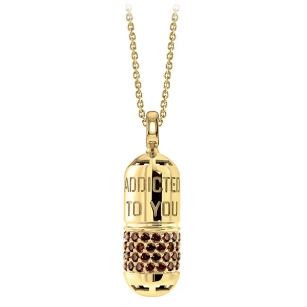 NESS1 - Pill.Ola Necklace 9Kt Yellow Gold and Diamonds - Drug Collection - Handcrafted Necklace - High Quality Luxury