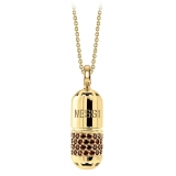 NESS1 - Pill.Ola Necklace 9Kt Yellow Gold and Diamonds - Drug Collection - Handcrafted Necklace - High Quality Luxury