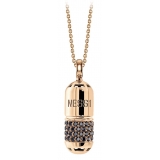 NESS1 - Pill.Ola Necklace 9Kt Rose Gold and Diamonds - Drug Collection - Handcrafted Necklace - High Quality Luxury
