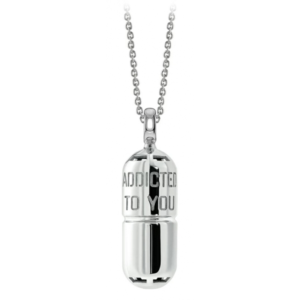 NESS1 - Pill.Ola Necklace 9Kt White Gold and Diamond - Drug Collection - Handcrafted Necklace - High Quality Luxury