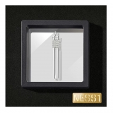NESS1 - Cig.Au.Rette Collana Oro Bianco 18Kt Diamanti e Rubino - Drug Collection - Collana Artigianale - Alta Qualità Luxury