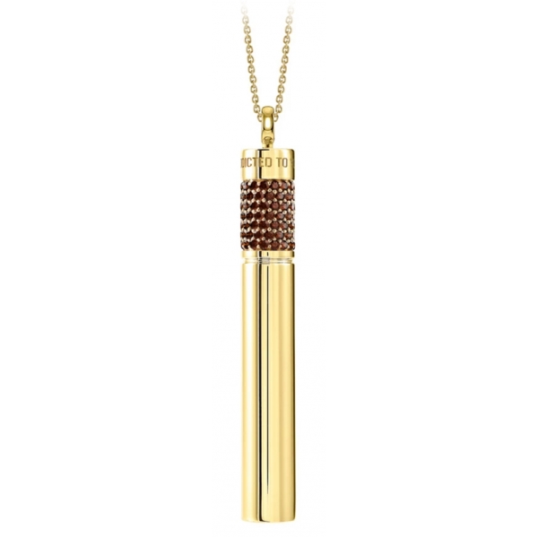 Ness1 Cigaurette Necklace 9kt Yellow Gold Diamonds And Ruby Drug Collection Handcrafted 2461