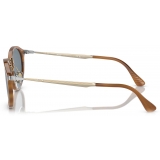 Persol - PO3166S - Striped Brown / Light Blue - Sunglasses - Persol Eyewear