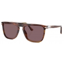 Persol - PO3225S - Striped Brown / Dark Violet Polar - Sunglasses - Persol Eyewear