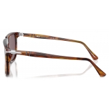Persol - PO3225S - Striped Brown / Dark Violet Polar - Sunglasses - Persol Eyewear