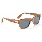 Persol - PO3288S - Striped Brown / Light Blue - Sunglasses - Persol Eyewear