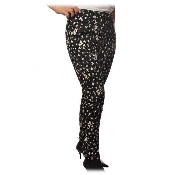 Dondup - Trousers Model Perfect with Star Print - Black - Trousers - Luxury Exclusive Collection