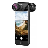 olloclip - Set Lenti Vista - Lenti Nere / Clip Nero - iPhone 8 / 7 / 8 Plus / 7 Plus - Teleobiettivo e Super-Wide - Set Lenti