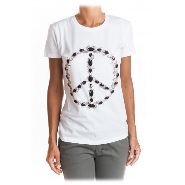 Dondup - T-shirt with Applied Stones - White - T-shirt - Luxury Exclusive Collection