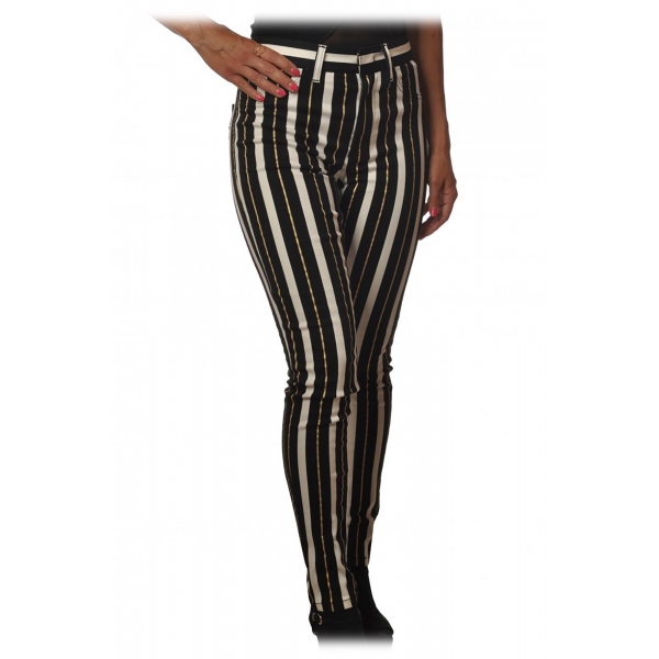 Dondup - Trousers in Striped Pattern- Black - Trousers - Luxury Exclusive Collection