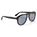 Persol - 649 Series - Horn - Nero Lucido / Azzurro Specchiato Argento - Occhiali da Sole - Persol Eyewear