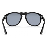 Persol - 649 Series - Horn - Nero Lucido / Azzurro Specchiato Argento - Occhiali da Sole - Persol Eyewear