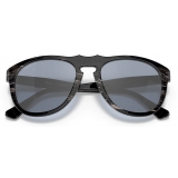 Persol - 649 Series - Horn - Nero Lucido / Azzurro Specchiato Argento - Occhiali da Sole - Persol Eyewear