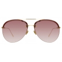 Linda Farrow - Dee Aviator Sunglasses in Light Gold and Burgundy - LFL1096C4SUN - Linda Farrow Eyewear