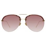 Linda Farrow - Dee Aviator Sunglasses in Light Gold and Burgundy - LFL1096C4SUN - Linda Farrow Eyewear