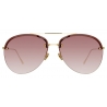 Linda Farrow - Occhiali da Sole Aviator Dee in Oro Chiaro e Borgogna - LFL1096C4SUN - Linda Farrow Eyewear
