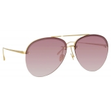 Linda Farrow - Dee Aviator Sunglasses in Light Gold and Burgundy - LFL1096C4SUN - Linda Farrow Eyewear