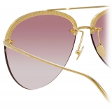 Linda Farrow - Occhiali da Sole Aviator Dee in Oro Chiaro e Borgogna - LFL1096C4SUN - Linda Farrow Eyewear