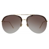 Linda Farrow - Dee Aviator Sunglasses in Light Gold and Grey - LFL1096C3SUN - Linda Farrow Eyewear