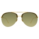 Linda Farrow - Dee Aviator Sunglasses in Yellow Gold and Green - LFL1096C2SUN - Linda Farrow Eyewear