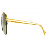 Linda Farrow - Dee Aviator Sunglasses in Yellow Gold and Green - LFL1096C2SUN - Linda Farrow Eyewear