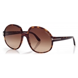 Tom Ford - Claude Sunglasses - Occhiali Oversize Rotondi - Havana Scuro - FT0991 - Occhiali da Sole - Tom Ford Eyewear