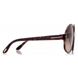 Tom Ford - Claude Sunglasses - Occhiali Oversize Rotondi - Havana Scuro - FT0991 - Occhiali da Sole - Tom Ford Eyewear