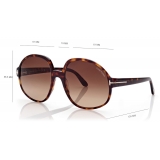 Tom Ford - Claude Sunglasses - Occhiali Oversize Rotondi - Havana Scuro - FT0991 - Occhiali da Sole - Tom Ford Eyewear