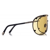 Tom Ford - Kyler Sunglasses - Maschera - Nero Opaco Marrone - FT1043 - Occhiali da Sole - Tom Ford Eyewear